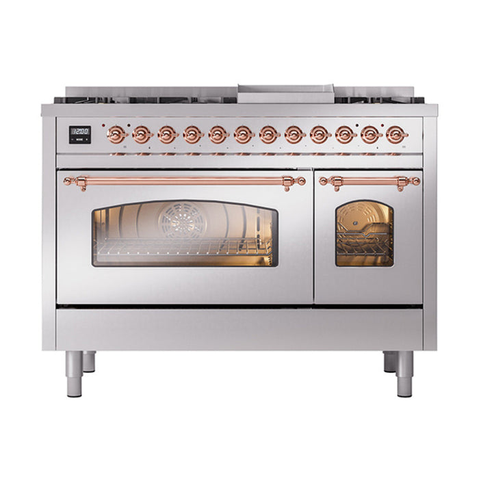 ILVE 48" Nostalgie II Dual Fuel Range with 8 Sealed Burners and Griddle - UP48FNMP