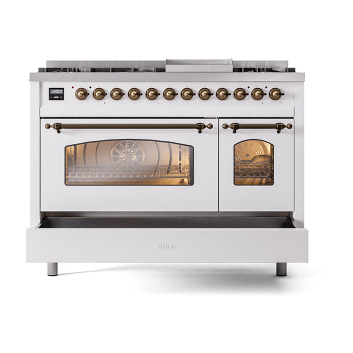 ILVE 48" Nostalgie II Dual Fuel Range with 8 Sealed Burners and Griddle - UP48FNMP