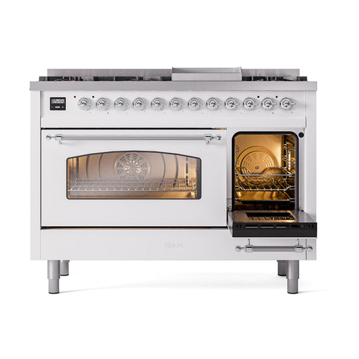 ILVE 48" Nostalgie II Dual Fuel Range with 8 Sealed Burners and Griddle - UP48FNMP