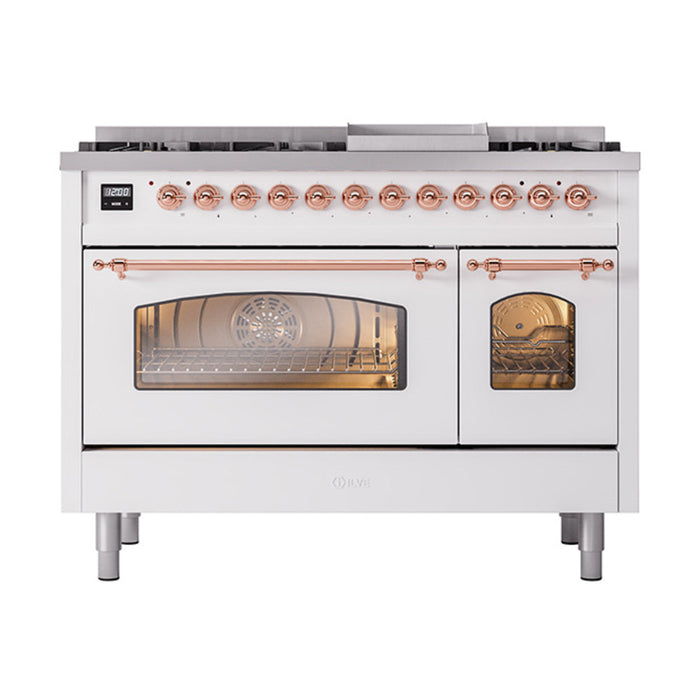 ILVE 48" Nostalgie II Dual Fuel Range with 8 Sealed Burners and Griddle - UP48FNMP