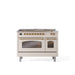 ILVE Nostalgie 48" Dual Fuel Range with 5 Sealed Burners Griddle French Top Triple Glass Door - UP48FSNMP