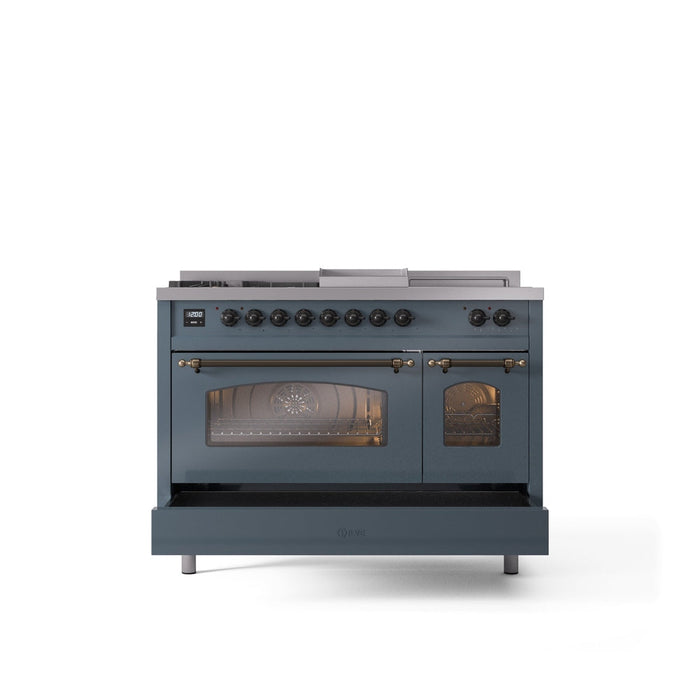 ILVE Nostalgie 48" Dual Fuel Range with 5 Sealed Burners Griddle French Top Triple Glass Door - UP48FSNMP