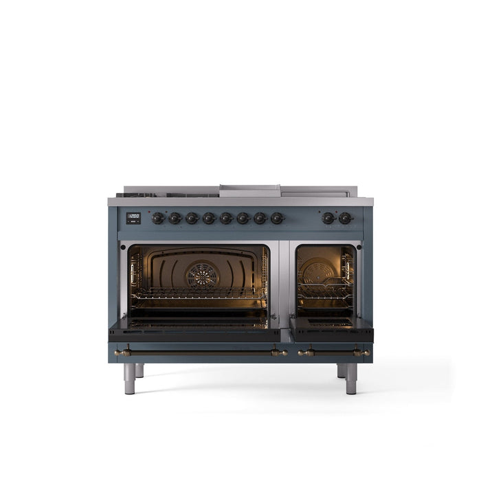 ILVE Nostalgie 48" Dual Fuel Range with 5 Sealed Burners Griddle French Top Triple Glass Door - UP48FSNMP