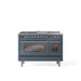 ILVE Nostalgie 48" Dual Fuel Range with 5 Sealed Burners Griddle French Top Triple Glass Door - UP48FSNMP