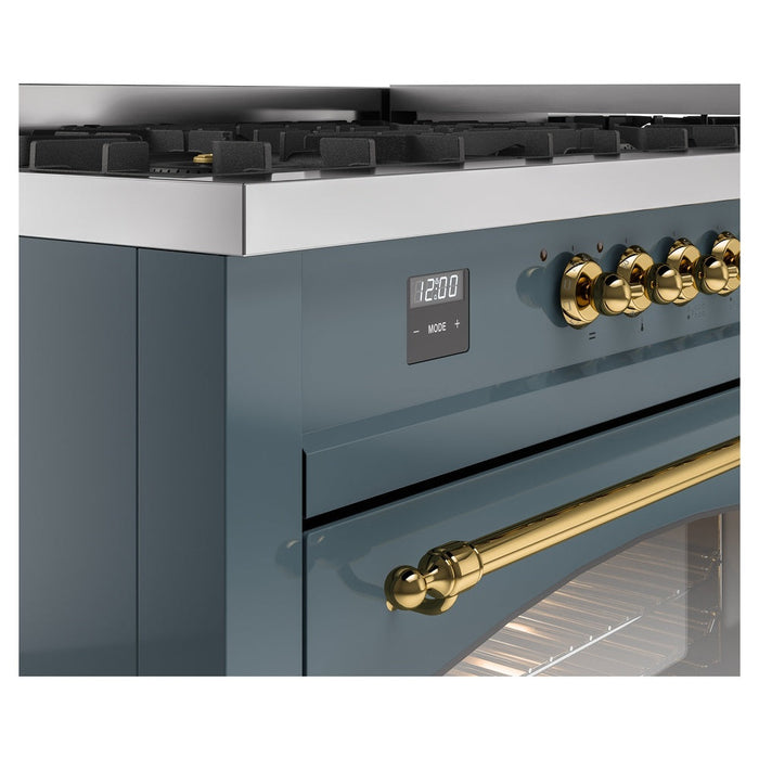 ILVE Nostalgie II 60" Dual Fuel Range with 9 Sealed Burners + Griddle + Triple Glass Door - UP60FNMP