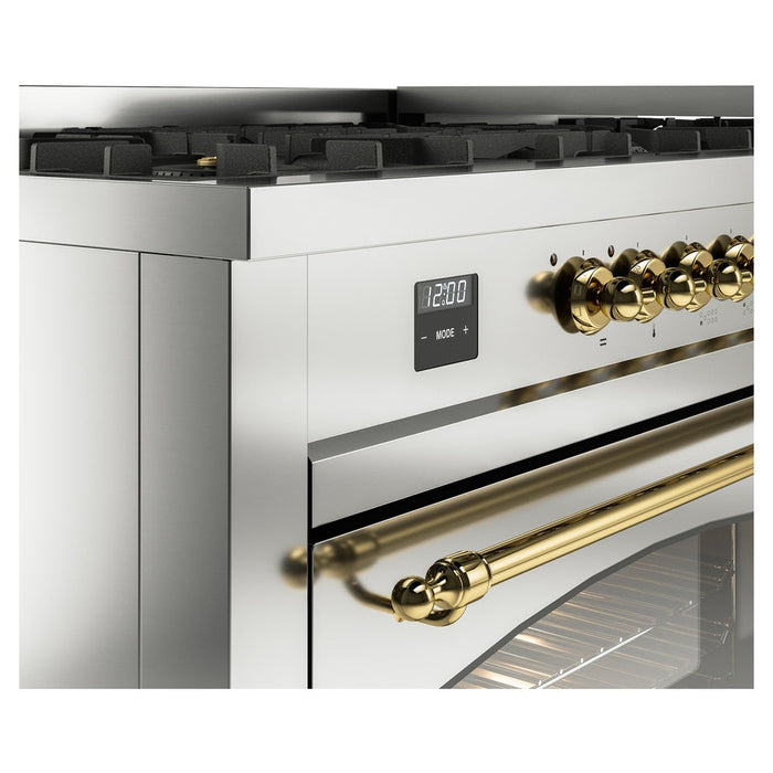 ILVE Nostalgie II 60" Dual Fuel Range with 9 Sealed Burners + Griddle + Triple Glass Door - UP60FNMP