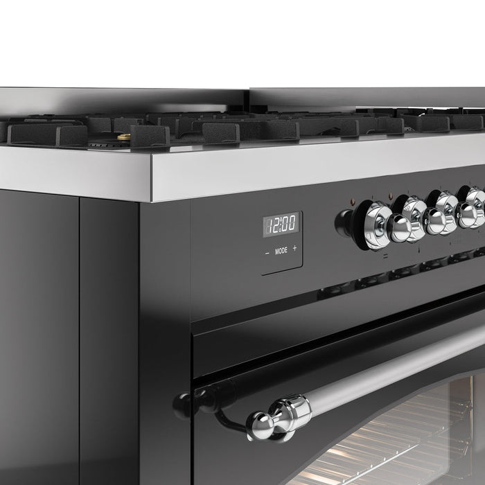 ILVE Nostalgie II 60" Dual Fuel Range with 9 Sealed Burners + Griddle + Triple Glass Door - UP60FNMP