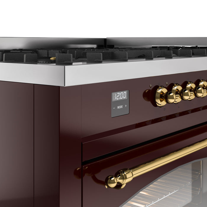 ILVE Nostalgie II 60" Dual Fuel Range with 9 Sealed Burners + Griddle + Triple Glass Door - UP60FNMP