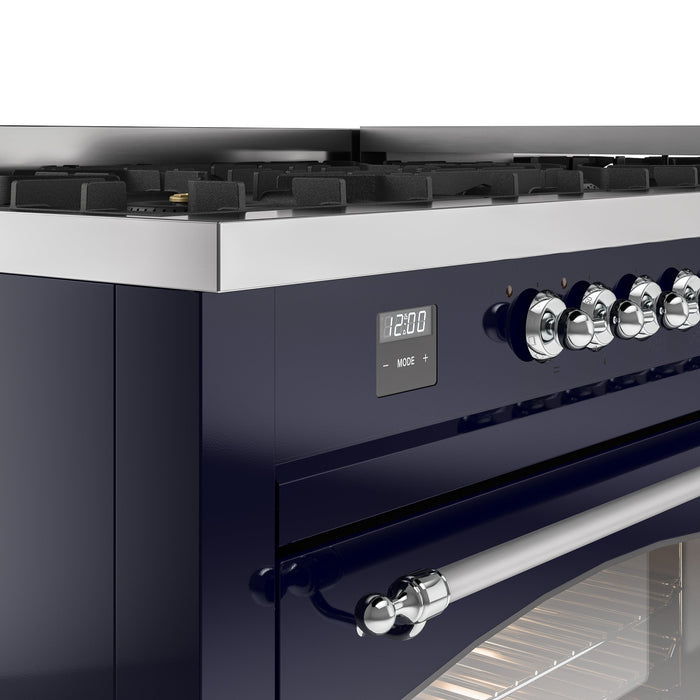 ILVE Nostalgie II 60" Dual Fuel Range with 9 Sealed Burners + Griddle + Triple Glass Door - UP60FNMP