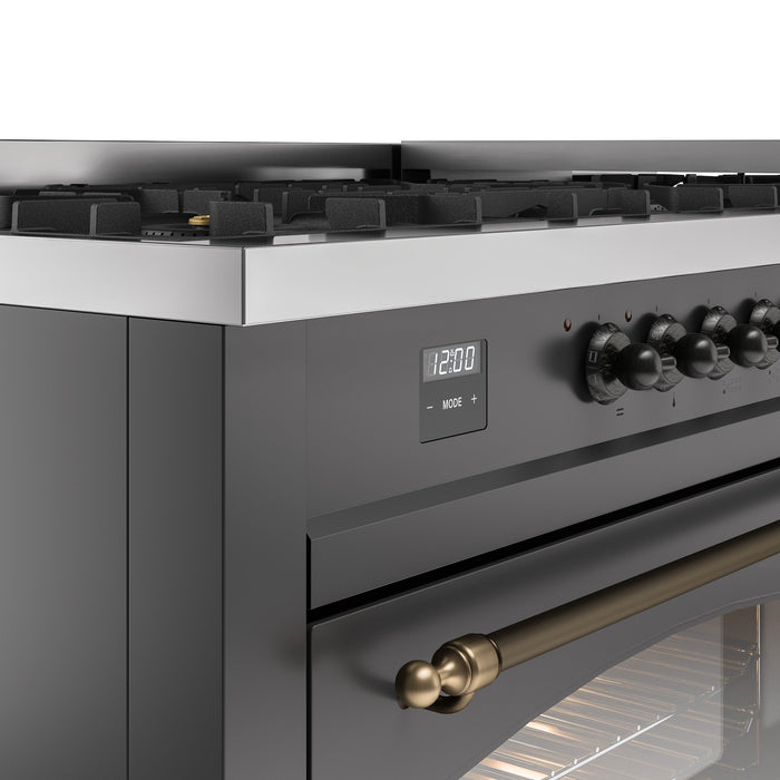 ILVE Nostalgie II 60" Dual Fuel Range with 9 Sealed Burners + Griddle + Triple Glass Door - UP60FNMP