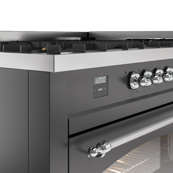 ILVE Nostalgie II 60" Dual Fuel Range with 9 Sealed Burners + Griddle + Triple Glass Door - UP60FNMP