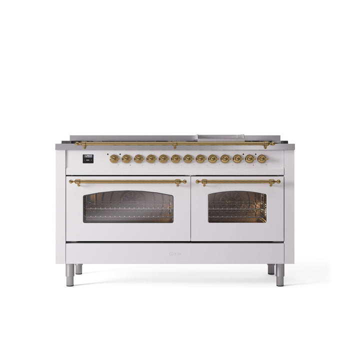 ILVE Nostalgie II 60" Dual Fuel Range with 9 Sealed Burners + Griddle + Triple Glass Door - UP60FNMP