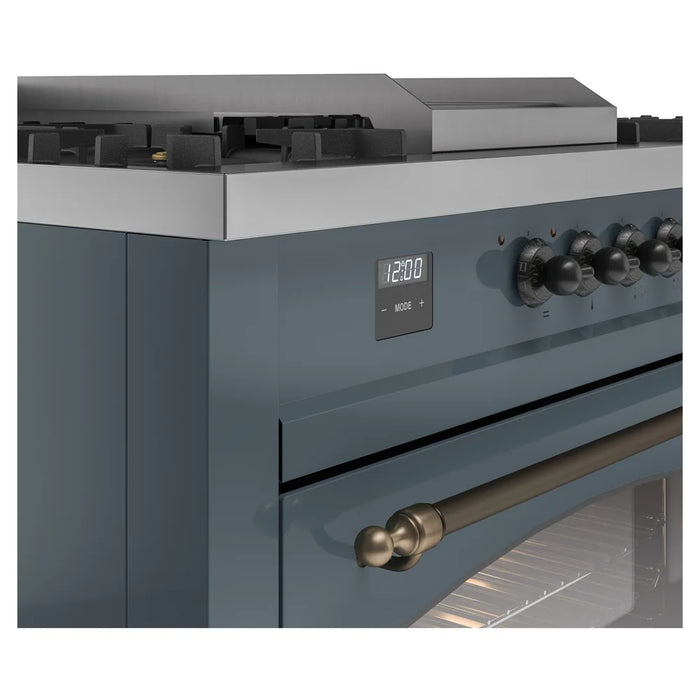 ILVE 60" Nostalgie II Dual Fuel Range with 7 Sealed Burners + Griddle + French Top, Triple Glass Door - UP60FSNMP