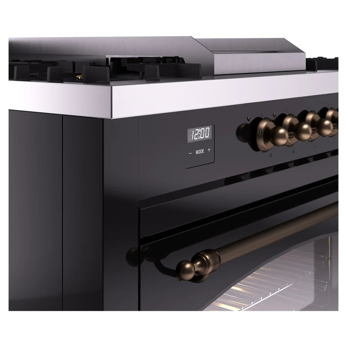 ILVE 60" Nostalgie II Dual Fuel Range with 7 Sealed Burners + Griddle + French Top, Triple Glass Door - UP60FSNMP