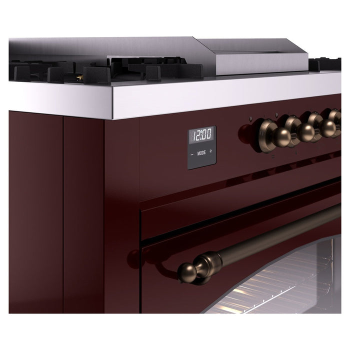 ILVE 60" Nostalgie II Dual Fuel Range with 7 Sealed Burners + Griddle + French Top, Triple Glass Door - UP60FSNMP