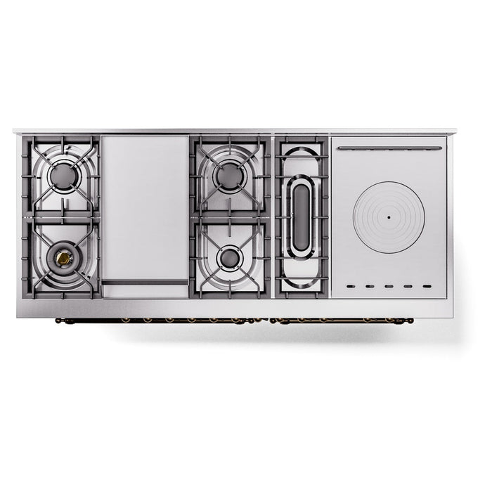 ILVE 60" Nostalgie II Dual Fuel Range with 7 Sealed Burners + Griddle + French Top, Triple Glass Door - UP60FSNMP