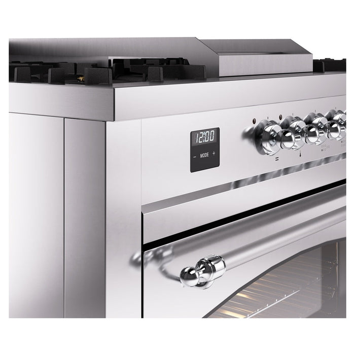 ILVE 60" Nostalgie II Dual Fuel Range with 7 Sealed Burners + Griddle + French Top, Triple Glass Door - UP60FSNMP