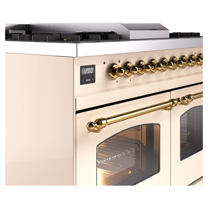 ILVE 40" Nostalgie II Dual Fuel Range with 6 Sealed Burners, Griddle, Triple Glass Door - UPD40FNMP