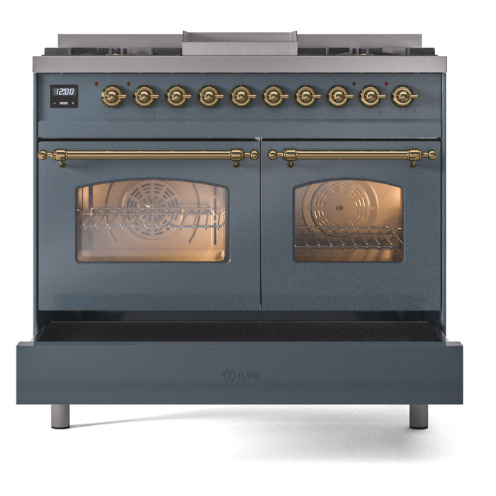 ILVE 40" Nostalgie II Dual Fuel Range with 6 Sealed Burners, Griddle, Triple Glass Door - UPD40FNMP