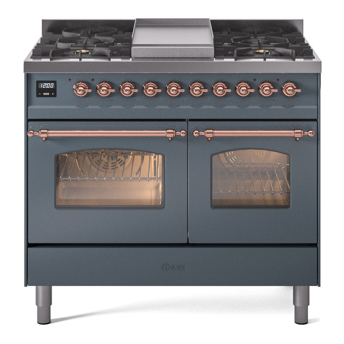 ILVE 40" Nostalgie II Dual Fuel Range with 6 Sealed Burners, Griddle, Triple Glass Door - UPD40FNMP