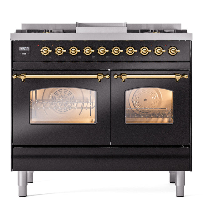 ILVE 40" Nostalgie II Dual Fuel Range with 6 Sealed Burners, Griddle, Triple Glass Door - UPD40FNMP