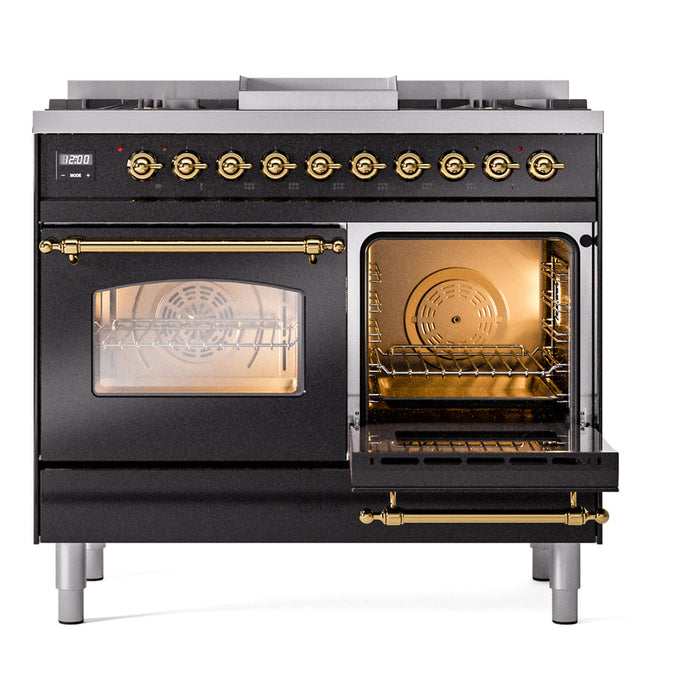 ILVE 40" Nostalgie II Dual Fuel Range with 6 Sealed Burners, Griddle, Triple Glass Door - UPD40FNMP