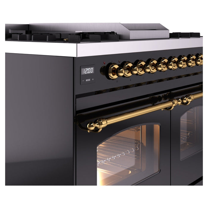 ILVE 40" Nostalgie II Dual Fuel Range with 6 Sealed Burners, Griddle, Triple Glass Door - UPD40FNMP