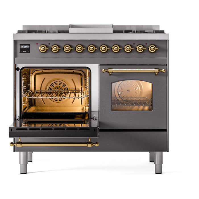 ILVE 40" Nostalgie II Dual Fuel Range with 6 Sealed Burners, Griddle, Triple Glass Door - UPD40FNMP