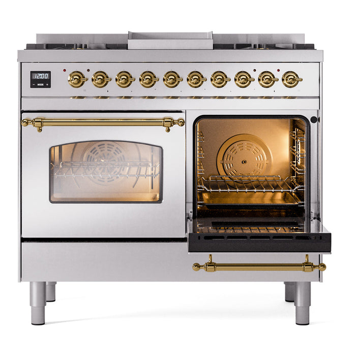 ILVE 40" Nostalgie II Dual Fuel Range with 6 Sealed Burners, Griddle, Triple Glass Door - UPD40FNMP