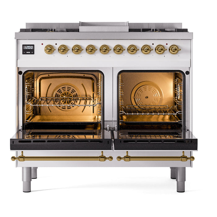 ILVE 40" Nostalgie II Dual Fuel Range with 6 Sealed Burners, Griddle, Triple Glass Door - UPD40FNMP