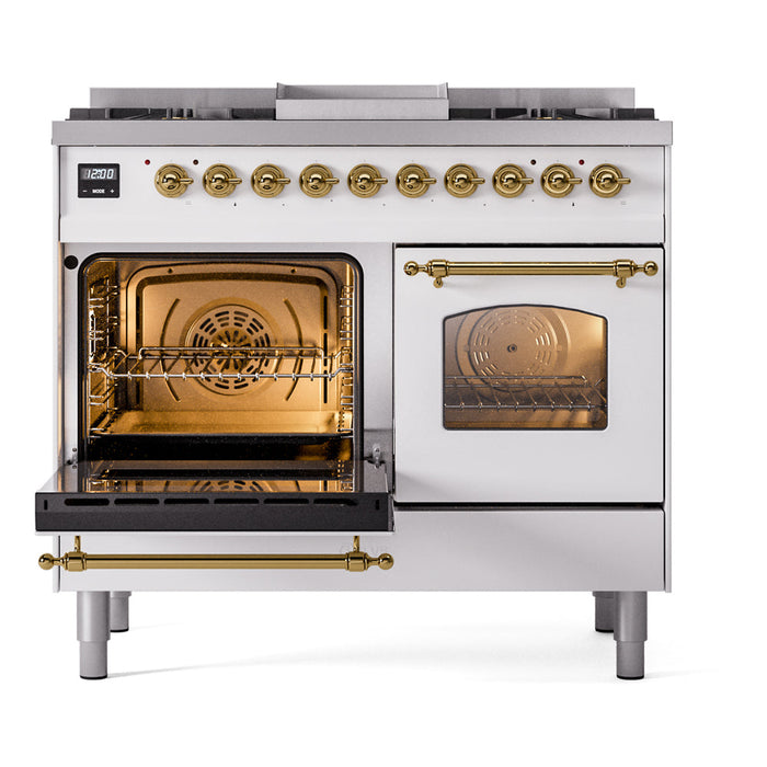 ILVE 40" Nostalgie II Dual Fuel Range with 6 Sealed Burners, Griddle, Triple Glass Door - UPD40FNMP