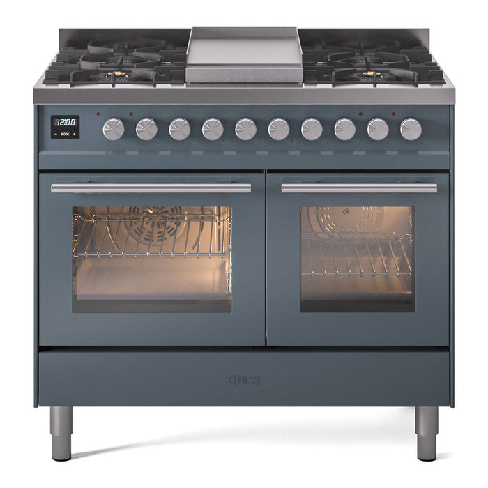 ILVE 40" Professional Plus II Dual Fuel Range with 6 Sealed Burners + Griddle, Triple Glass Door - UPD40FWMP