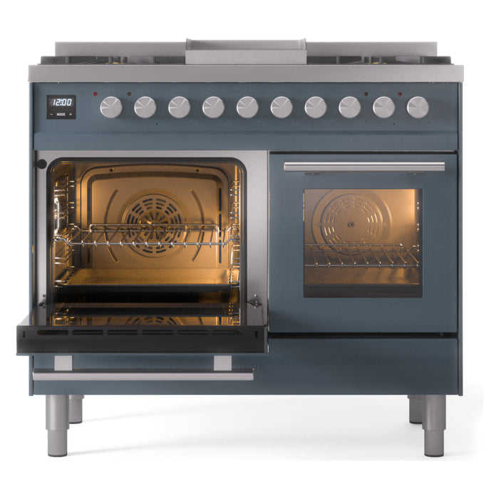 ILVE 40" Professional Plus II Dual Fuel Range with 6 Sealed Burners + Griddle, Triple Glass Door - UPD40FWMP