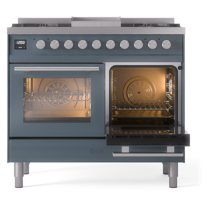 ILVE 40" Professional Plus II Dual Fuel Range with 6 Sealed Burners + Griddle, Triple Glass Door - UPD40FWMP