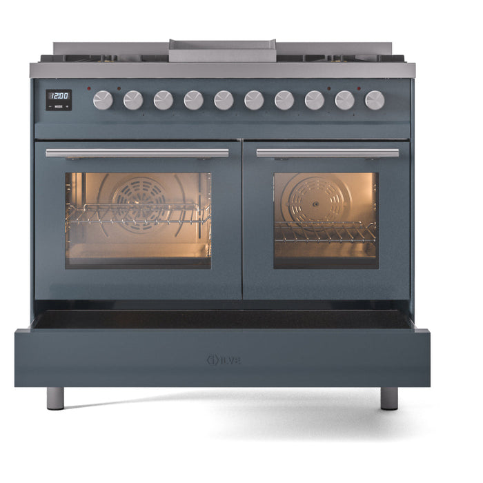 ILVE 40" Professional Plus II Dual Fuel Range with 6 Sealed Burners + Griddle, Triple Glass Door - UPD40FWMP