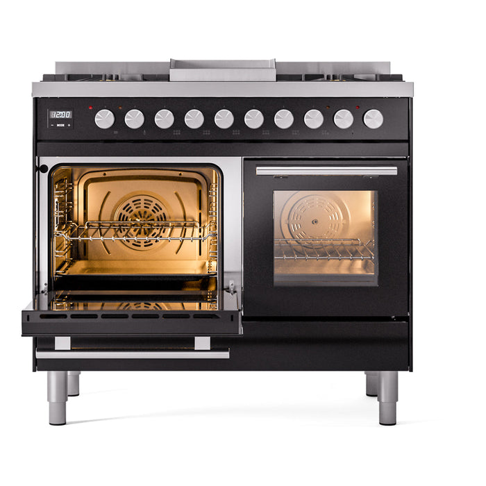 ILVE 40" Professional Plus II Dual Fuel Range with 6 Sealed Burners + Griddle, Triple Glass Door - UPD40FWMP