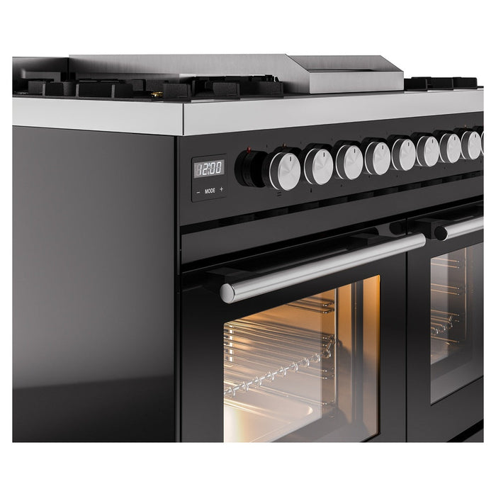 ILVE 40" Professional Plus II Dual Fuel Range with 6 Sealed Burners + Griddle, Triple Glass Door - UPD40FWMP