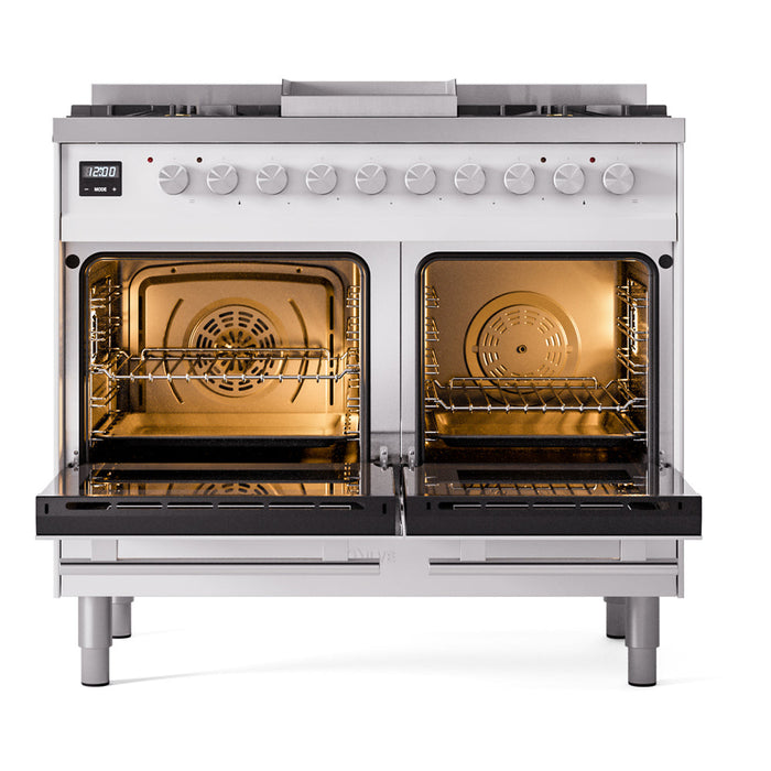 ILVE 40" Professional Plus II Dual Fuel Range with 6 Sealed Burners + Griddle, Triple Glass Door - UPD40FWMP