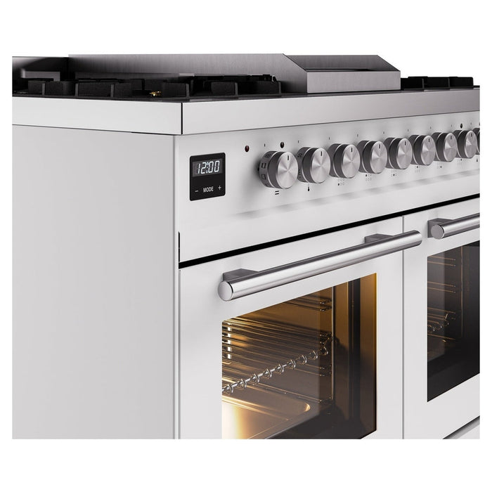 ILVE 40" Professional Plus II Dual Fuel Range with 6 Sealed Burners + Griddle, Triple Glass Door - UPD40FWMP