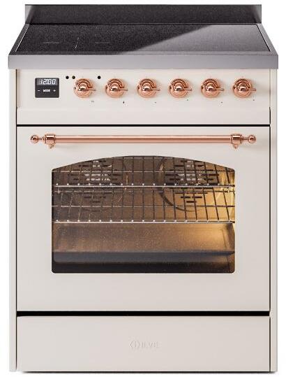 ILVE Nostalgie II 30" Induction Range with Element Stove and Electric Oven in Antique White with Copper Trim, UPI304NMPAWP