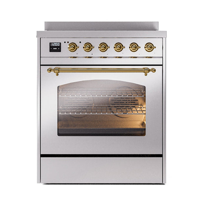 ILVE 30" Nostalgie II Induction Range with 4 Elements, Triple Glass Door - UPI304NMP