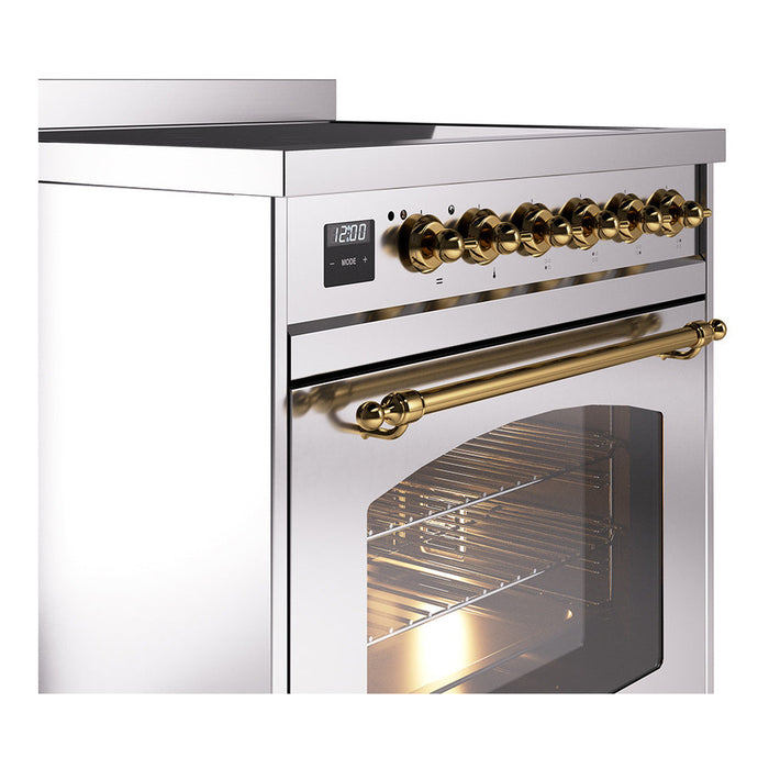 ILVE 30" Nostalgie II Induction Range with 4 Elements, Triple Glass Door - UPI304NMP