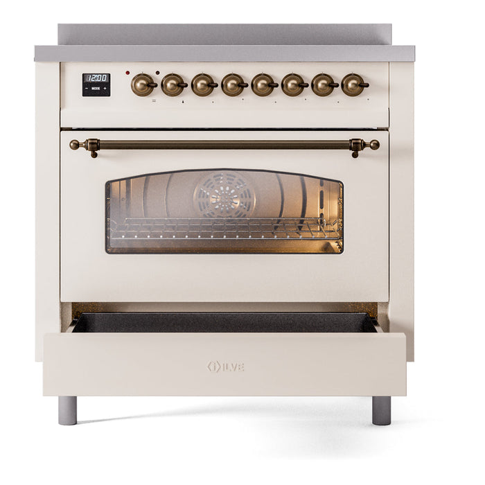 ILVE 36" Nostalgie II Induction Range with 6 Elements, Triple Glass Door - UPI366NMP