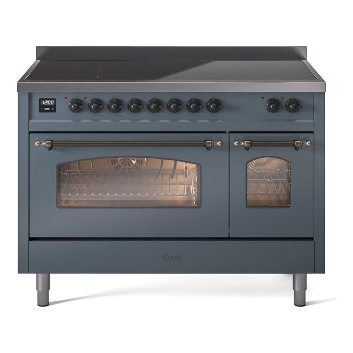 ILVE 48" Nostalgie II Electric Double Oven Range with 6 Elements, Triple Glass Cool Door  - UPI486NMP