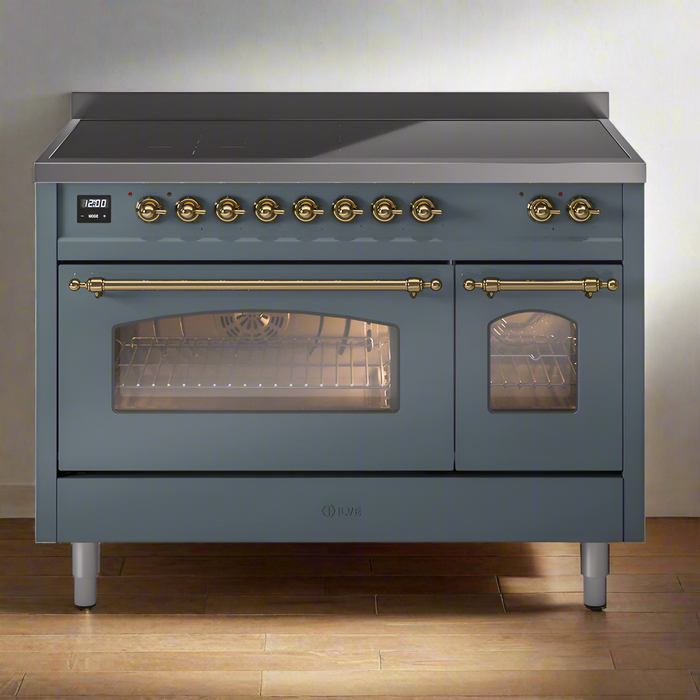 ILVE 48" Nostalgie II Electric Double Oven Range with 6 Elements, Triple Glass Cool Door  - UPI486NMP