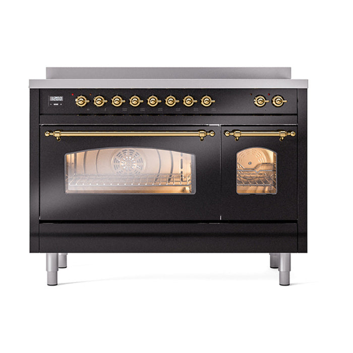 ILVE 48" Nostalgie II Electric Double Oven Range with 6 Elements, Triple Glass Cool Door  - UPI486NMP