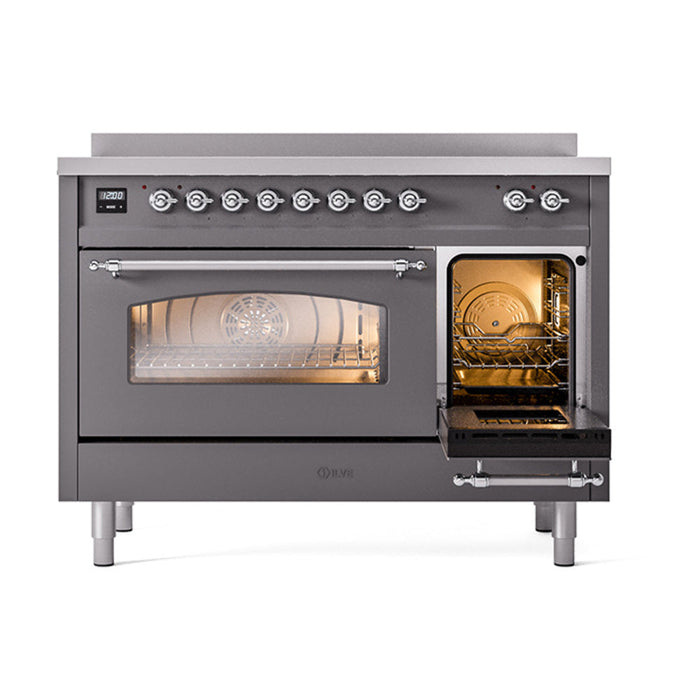 ILVE 48" Nostalgie II Electric Double Oven Range with 6 Elements, Triple Glass Cool Door  - UPI486NMP