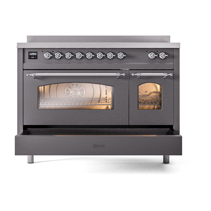 ILVE 48" Nostalgie II Electric Double Oven Range with 6 Elements, Triple Glass Cool Door  - UPI486NMP