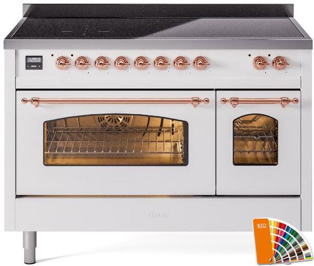 ILVE Nostalgie II 48" Induction Range with Element Stove and Electric Oven in RAL Custom Color with Copper Trim, UPI486NMPRAP