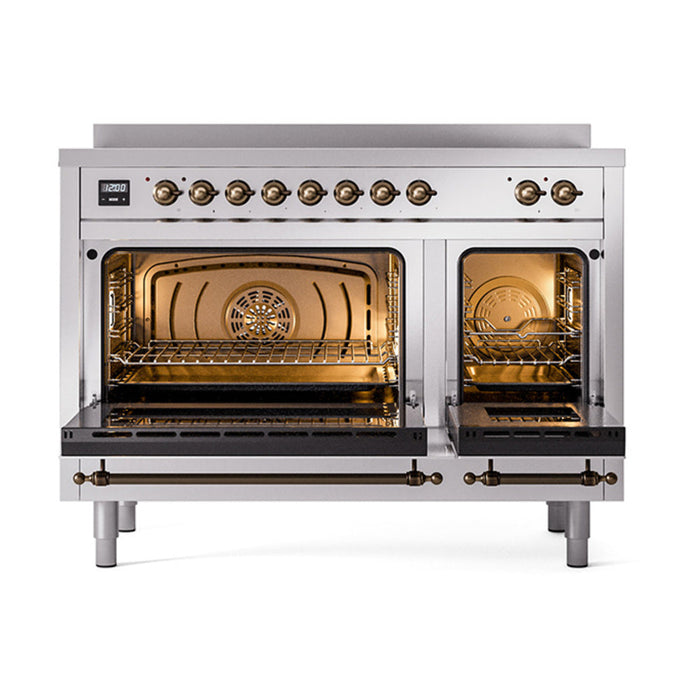 ILVE 48" Nostalgie II Electric Double Oven Range with 6 Elements, Triple Glass Cool Door  - UPI486NMP